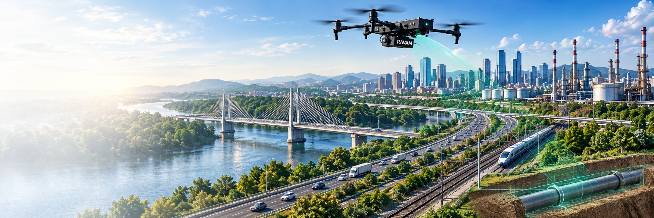 Autonomous infrastructure monitoring across bridges, roads, rail, industry and buried utility corridors
