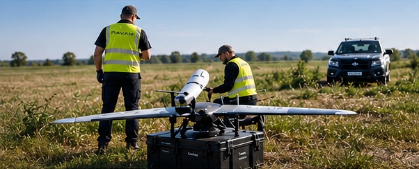 RAVAM field team preparing an autonomous aerial system