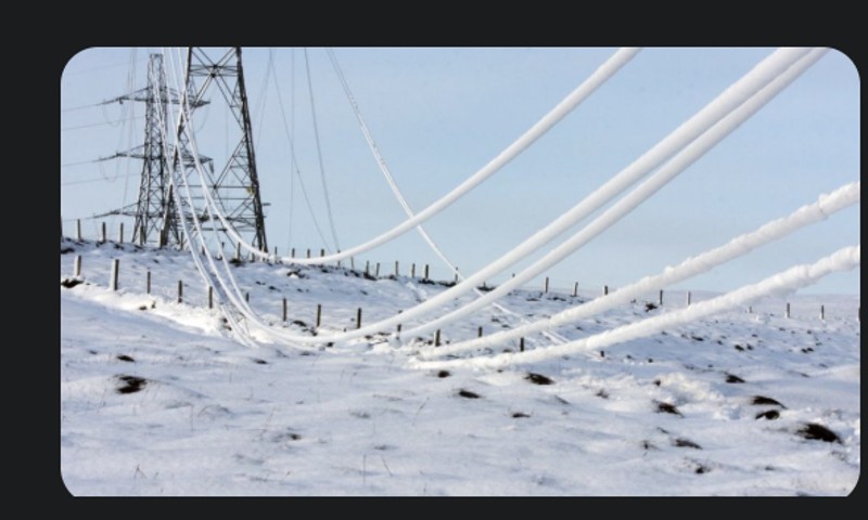 Ice and snow accumulation on overhead power lines