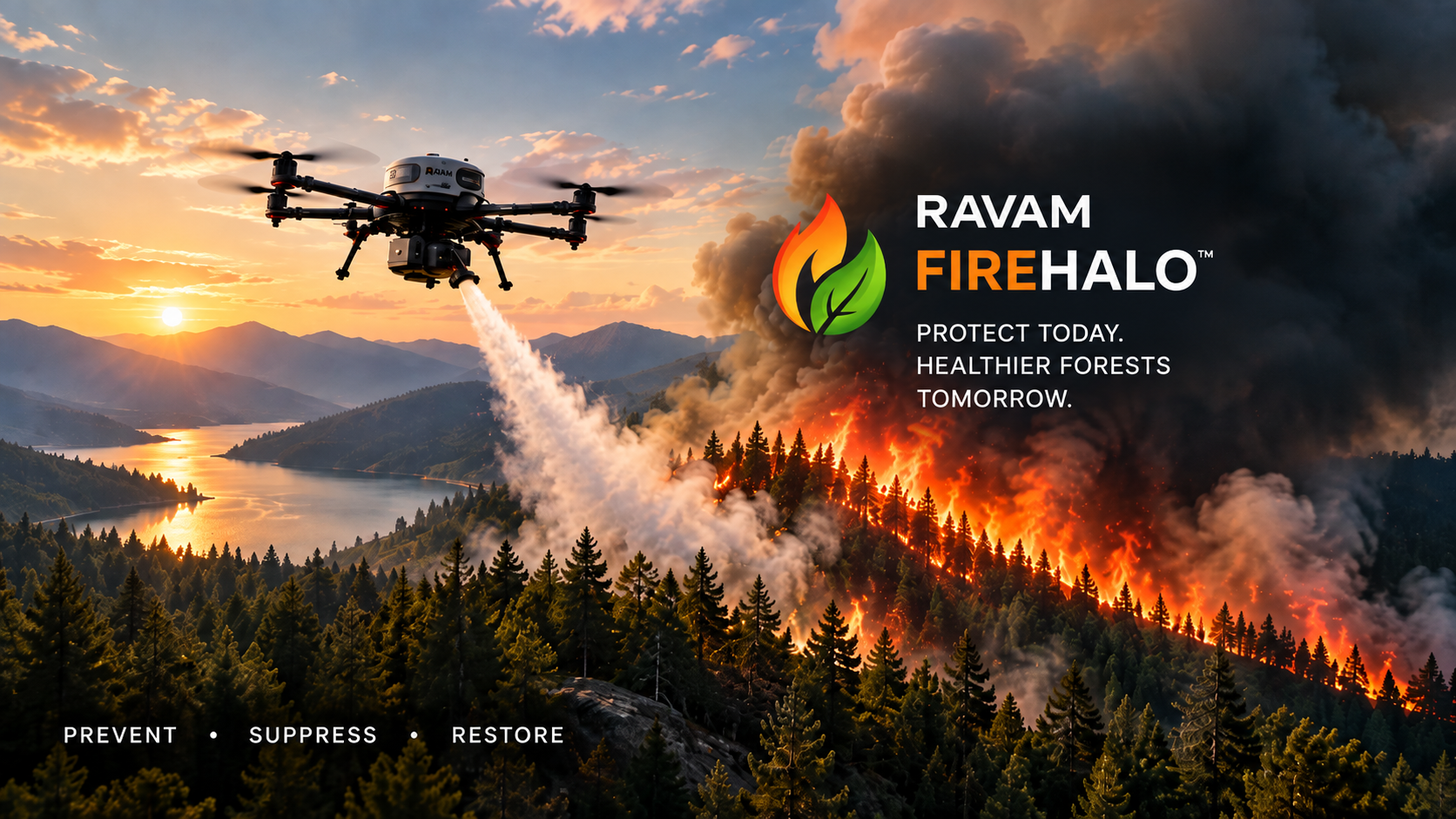 Drone-based wildfire monitoring and forest intelligence scene