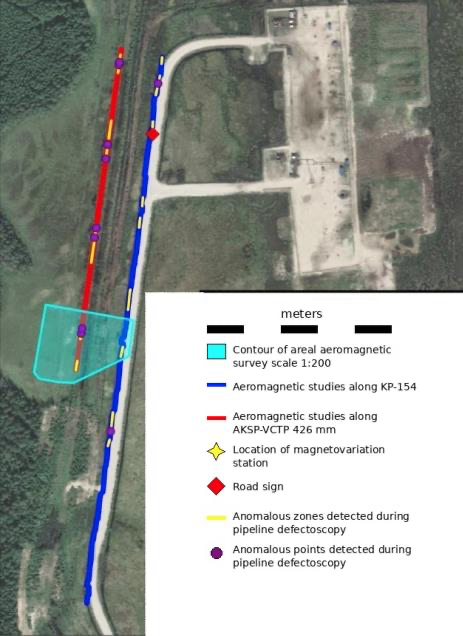 Pipeline scan magnetic anomaly chart and defect map
