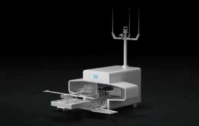 Autonomous drone nest station for long-range VTOL operations with automatic battery swap